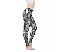 Biyejit High Waisted Halloween Leggings for Women Gothic Skull Print Yoga Pants Stretchy Tummy Control Workout Running Cycling Leggings