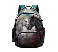 Biyejit Horse Print Kids Large Capacity Backpack School Rucksack Lightweight School Bag for Middle-School Elementary Boys Daily Commute