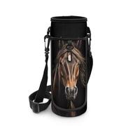 Biyejit Horse Water Bottle Bag Zipper Cup Holder with Adjustable Shoulder Straps Washbale Sling Bottle Bag Case Accessories for Mountain, Road Bike Cycling