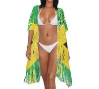 Biyejit Jamaica Flag Women's Beach Cover Up Summer Bikini Swimwear Cover Up Cape Sun Protection Beach Long Dress