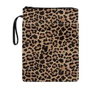 Biyejit Leopard Book Sleeve with Pouch Pocket, Cheetah Print Book Covers for Paperback, Washable Book Sleeves with Zipper, 11.4 X 8.9 Inch, Book Lover Gifts