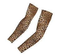 Biyejit Leopard Print Arm Sleeves UV Sun Protection Cooling for Driving Cycling Golf Fishing