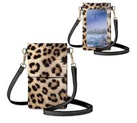 Biyejit Leopard Print Womens Cellphone Touch Screen Crossbody Bag Shoulder Pouch for Various Mobile Phones