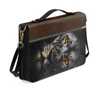 Biyejit Lion Bible Cover Case for Women Leather Crossbody Bag with Shoulder Strap One-Shoulder Slung Tote Bag for Pens, Workbook, Highlighters 2XL