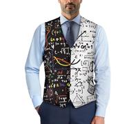 Biyejit Math Men's Waistcoats Casual Suit Vest with Button Slim Classic Sleeveless Jacket for Business Tuxedo Party Wedding S-4XL