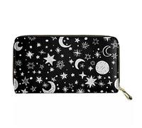 Biyejit Moon Stars Print Womens Coin Purse Animal Wallet Larger Purse Phone Crad Holder Gift for Girls