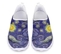 Biyejit Oil Painting Print Water Shoes for Women Quick-Dry Starry Night Slip On Sneakers for Outdoor Beach Hiking Jogging Lightweight Athletic Sport Shoes