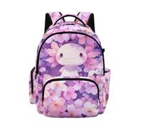 Biyejit Pink Axolotl Cherry Blossom Kids Lightweight Backpack Large Capacity School Bag Children Primary Rucksack Casual Daypack for Girls Back to School
