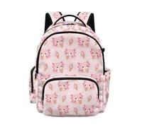 Biyejit Pink Axolotl Ice-Cream Kids Backpack Lightweight School Bag with Breathable Mesh Padding Adjustable Straps for Girls Travel Rucksack