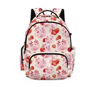 Biyejit Pink Axolotl Strawberry Kids School Backpack Lightweight with Adjustable Shoulder Straps for Girls Elementary Middle School Travel Hiking