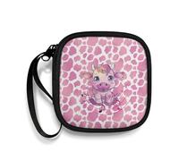Biyejit Pink Cow Headphone Carrying Case Zipper Headphone Storage Bag Portable Earphones Case with Internal Network for Coins,Keys,USB Flash Drives,Earrings,Jewellery