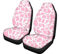 Biyejit Pink Cow Print Car Seat Cover Front Seat Vehicle Protector Comfort Cover Car Accessories Universal Fit Vehicle 2 Pack
