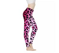 Biyejit Pink Leopard Print Women's High Waist Yoga Pants Joggers Lounge Pants