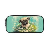 Biyejit Pug Dog Pencil Case Kids Pen Bag Holder Childrens Cosmetic Makeup Coins Purse for Womens Ladies Toiletry Stationery Bag for Teen Boys Girls Back to School Gift