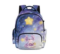 Biyejit Purple Axolotl Starry Kids Large Capacity Backpack School Rucksack Lightweight School Bag for Middle-School Elementary Girls Daily Commute