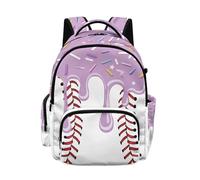 Biyejit Purple Baseball Ice-Cream Kids Backpack Lightweight School Bag Large Capacity Rucksack for Elementary Kids Girls Travel and Outdoor