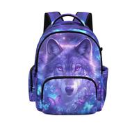 Biyejit Purple Dreamy Wolf Butterfly Kids Backpack Back to School Lightweight Durable Rucksack for Boys Elementary Daypack School Outdoor