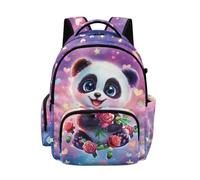 Biyejit Purple Panda Childrens Backpack with Multiple Pockets Large Capacity School Bag Lightweight Rucksack for Girls Elementary Students Daypack