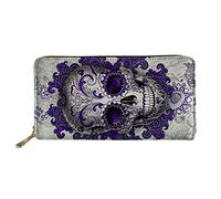 Biyejit Purple Skull Women Wallet Cute Sloth Flower Tree Coin Purse Clutch Cell Phone Case Gift for Girls
