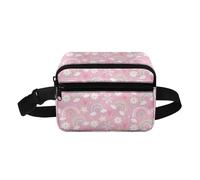 Biyejit Rainbow Daisy Boys Girls Bum Bag Waist Zipper Kids Teens Fanny Pack with Adjustable Belt Strap Multi-Pocket Hip Pouch for Walking Climbing Hiking Travel