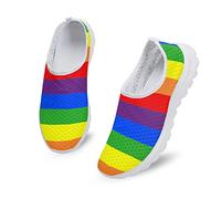 Biyejit Rainbow Flag Print Water Shoes for Women Barefoot Quick-Dry Slip On Shoes Lightweight Exercise Flats Sneakers for Outdoor Beach Surf Swim Sport