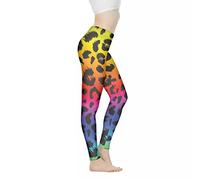 Biyejit Rainbow Leopard Print Women's Yoga Pants Butt Lift Tummy Control Leggings High Waisted Workout Leggings