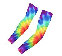 Biyejit Rainbow Tie Dye Arm Sleeves 2 Packs Sports Outdoor Activities Cooling Tattoo Cover for Women Men Youth