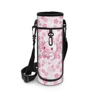 Biyejit Reading Axolotl Water Bottle Bag Zipper Cup Holder with Adjustable Shoulder Straps Lightweight Sling Bottle Bag Case Accessories for Mountain, Road Bike Running Cycling