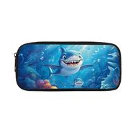 Biyejit Shark Pencil Case Kids Pen Bag Pouch Childrens School Office Classroom Travel Supplies Toiletry Stationery Bag for Teen Boys Girls Back to School Gift