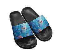 Biyejit Shark Slide Sandal Shoes Slip On Women Men Shower Slippers Plus Size EVA Slider for Indoor Home Garden Bathroom Poolside Outdoor 35-45