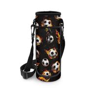 Biyejit Soccer Ball Water Bottle Bag Zipper Water Cup Bag Holder with Adjustable Shoulder Straps and Pocket Lightweight Sling Bottle Bag Case Accessories for Hiking Camping, Dog Walking, Running