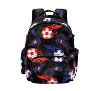 Biyejit Soccer Flame Print Kids School Backpack Lightweight with Adjustable Shoulder Straps for Boys Elementary Middle School Travel Hiking