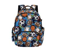 Biyejit Soccer Rugby Boys Lightweight Backpack Large School Bag with Multiple Pockets for Childrens Kids Hiking Picnic Outings, Blue