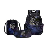 Biyejit Starry Aquarius Boys Backpack Set with Insulated Lunch Box and Pencil Pouch 3 Piece School Supply Set for Kids School Travel Student Shoulder Daypack