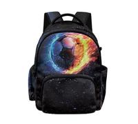 Biyejit Starry Flame Soccer Kids Boys School Backpack Durable Daypack with Side Pockets and Front Zipper Pockets for Elementary