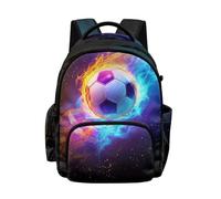Biyejit Starry Soccer Flame Boys School Backpack with Side Pockets Casual Daypack for Kids Primary Schoolbag Biking Camping Travel