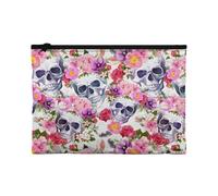Biyejit Sugar Skull Storage Bags Womens Mens Zipper Luggage Organiser Pouch Reusable Hospital Bags for Travel,Cosmetics,Work