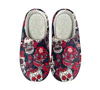Biyejit Sugar Skull Womens House Slippers Indoor Backless Warm Shoes for Winter Lightweight Washable Non Slip Rubber Soles