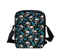 Biyejit Sugar Skull Womens Mens Messenger Bags Kids Crossbody Shoulder Bag with Adjustable Strap Side Purse Coin Bag for Phone Passport