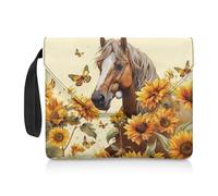 Biyejit Sunflower Horse Book Sleeve Covers Paperback Book Protector with Buckle Washable Fabric for Teen Adult Book Lover Teacher Student School Supply Portable Book Bags Container