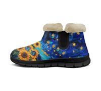 Biyejit Sunflower Womens Winter Snow Boots Warm Snow Shoes Lightweight Ankle Boots for Daily Wear, Hiking, Outdoors Size 36-43