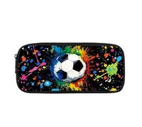 Biyejit Tie Dye Soccer Ball Pencil Case Kids Pen Bag Box Child Stationery Brush Organizer Toiletry Stationery Bag for Teen Boys Girls Back to School Gift