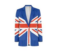 Biyejit Union Jack Flags Mens Blazer Casual Blazers Jackets Slim Fit Single Breasted Sports Coats for Party,Wedding, Banquet,Prom XS-5XL