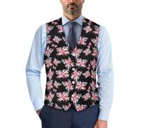Biyejit Union Jack Waistcoat for Men Formal Suit Vest Waistcoat with Button Slim Classic Sleeveless Jacket for Business Tuxedo Party Wedding S-4XL