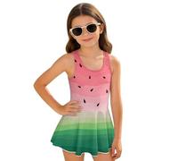 Biyejit Watermelon Girl's Swimsuit Sleeveless Bathing Suits with Shoulder Straps Swimwear Children's Summer Suit for Beach, Sports,Holiday Age 3-13 Years