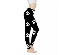 Biyejit White Dog Paw Print Women's Yoga Pants Tummy Control Leggings High Waisted Yoga Pants Workout Yoga Leggings