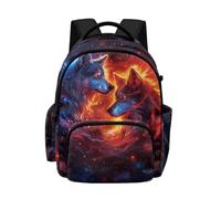 Biyejit Wolf Flame Print Boys Lightweight Backpack Large School Bag with Multiple Pockets for Childrens Kids Hiking Picnic Outings