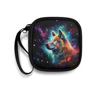 Biyejit Wolf Galaxy Headphone Case Lightweight Headphone Storage Bag Portable Earphones Case with Internal Network for USB Cables, Keys, Coin