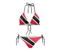 Biyejit Women Two Piece Bikini Set Sexy Swimwear Halter String Triangle Swimsuits Bathing Suits, Trinidad and Tobago Flag, Large
