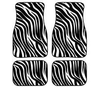 Biyejit Zebra Print Decorative Car Floor Mats Set of 4 for Front Rear Seats, Heavy Duty Rubber Backing Universal Fit,SUV Interior Accessories